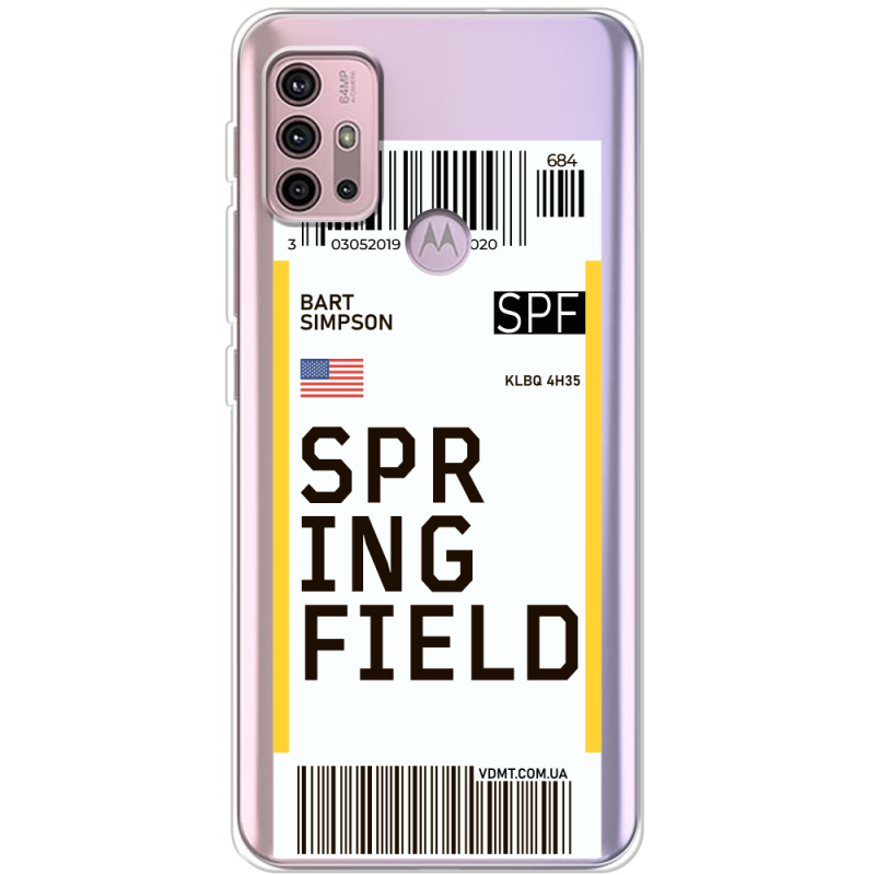 Прозрачный чехол BoxFace Motorola G10 Ticket Springfield