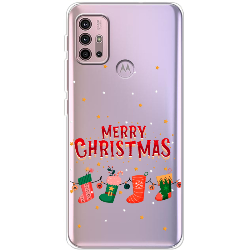 Прозрачный чехол BoxFace Motorola G10 Merry Christmas