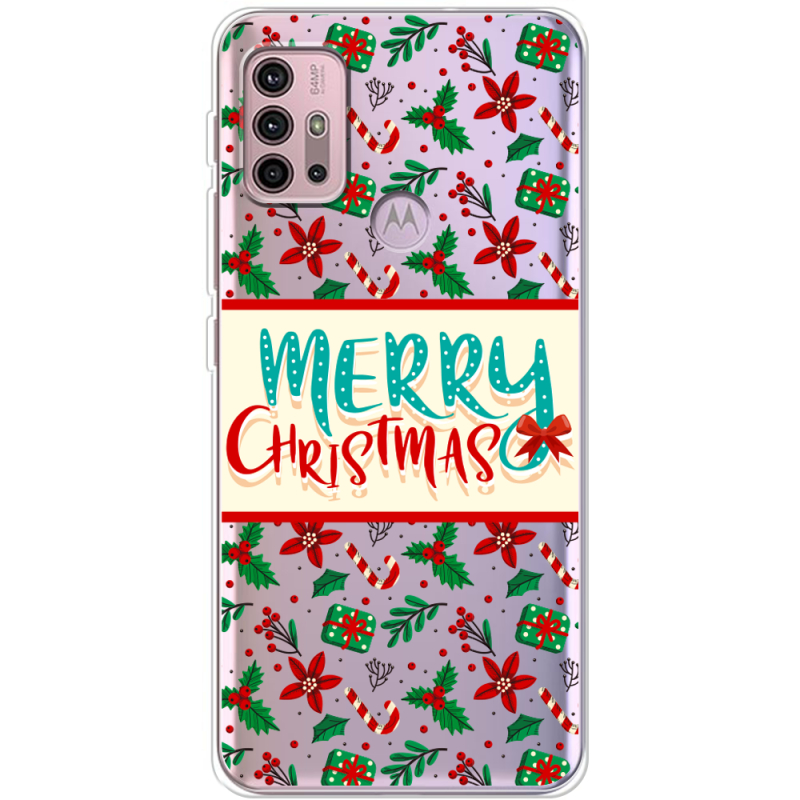 Прозрачный чехол BoxFace Motorola G10 Vintage Christmas Pattern