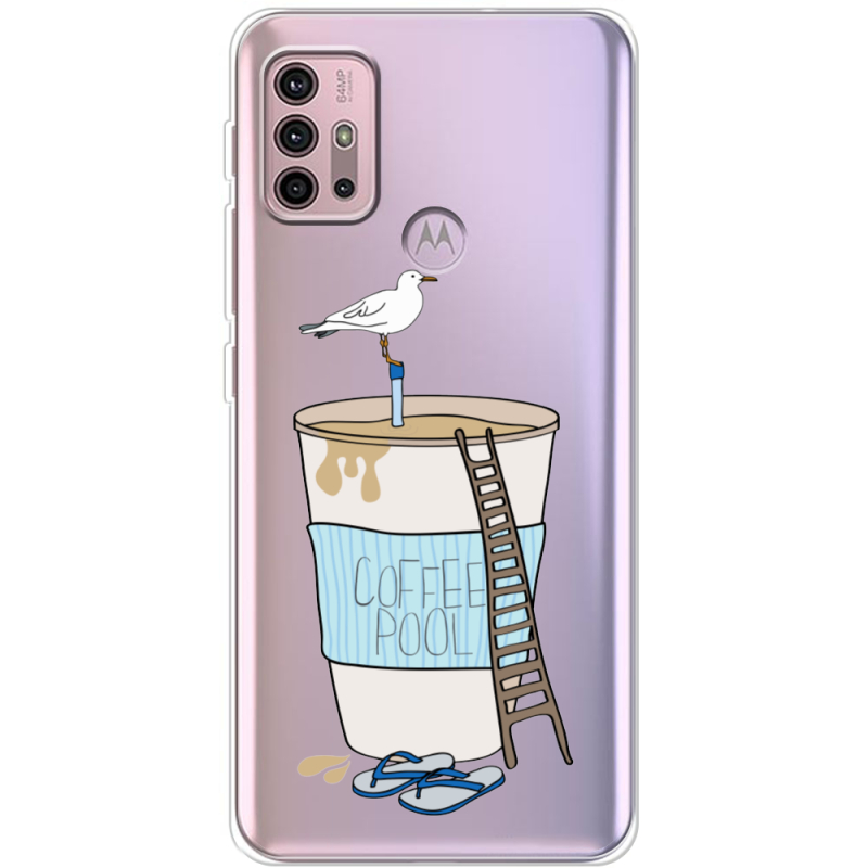 Прозрачный чехол BoxFace Motorola G10 Segull in Cofee Pool