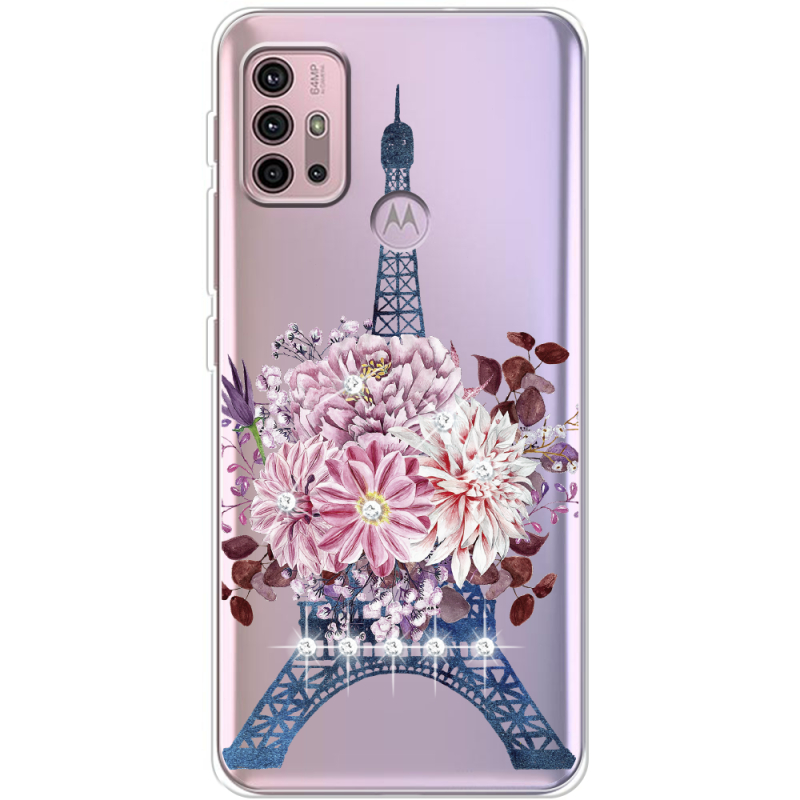 Чехол со стразами Motorola G10 Eiffel Tower
