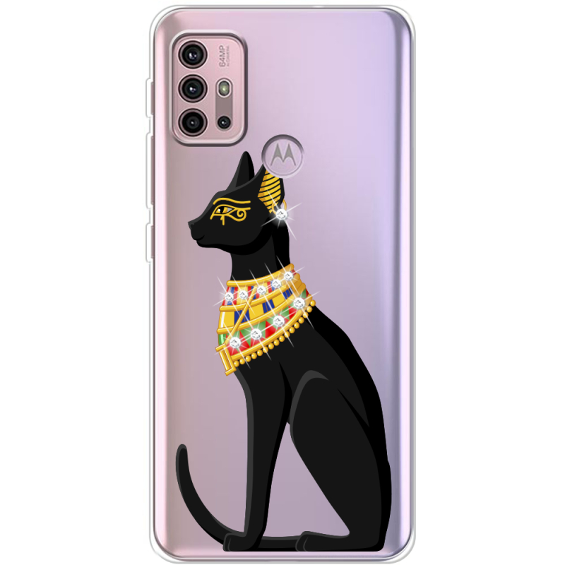 Чехол со стразами Motorola G10 Egipet Cat