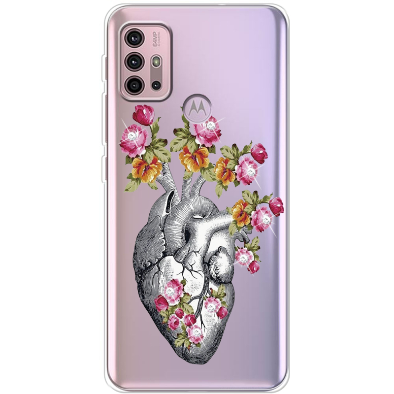 Чехол со стразами Motorola G10 Heart