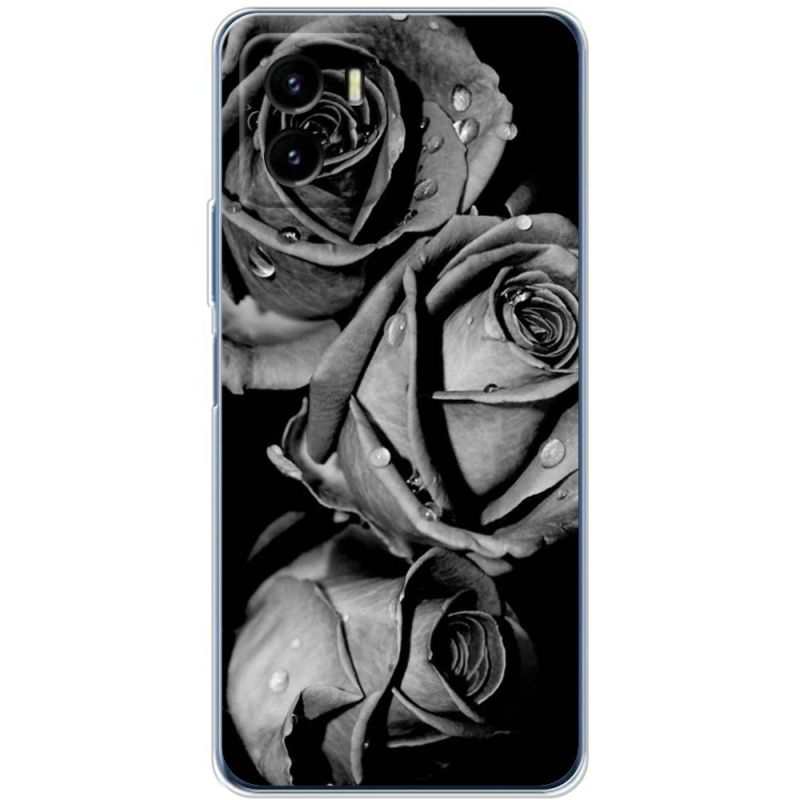 Силиконовый чехол BoxFace Vivo Y15S Black and White Roses