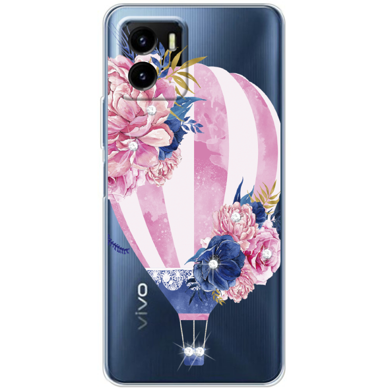 Чехол со стразами Vivo Y15S Pink Air Baloon