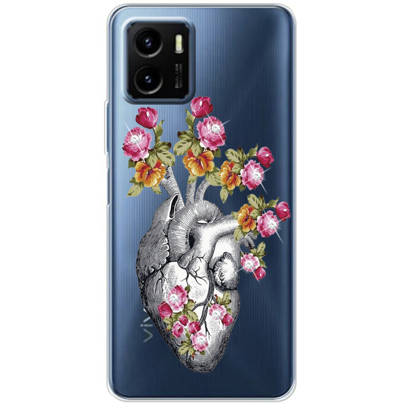 Чехол со стразами Vivo Y15S Heart