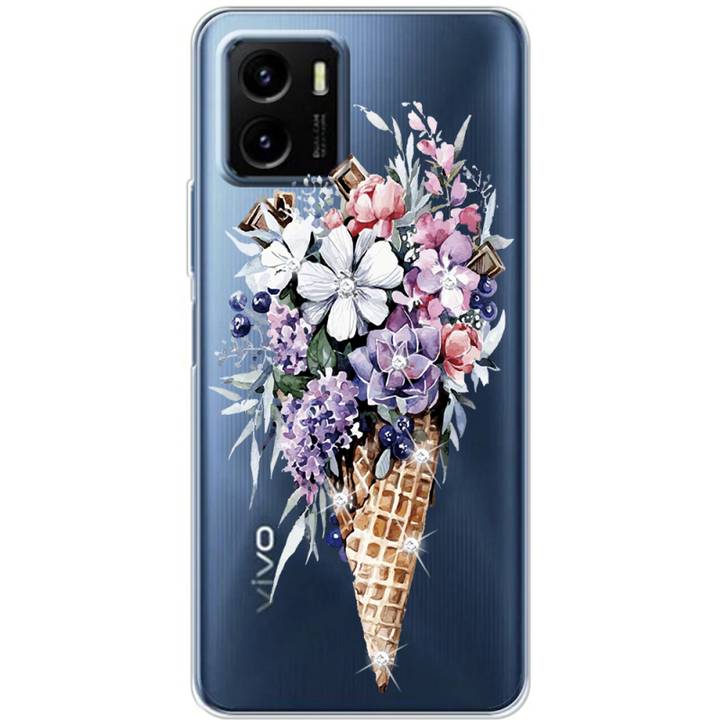 Чехол со стразами Vivo Y15S Ice Cream Flowers