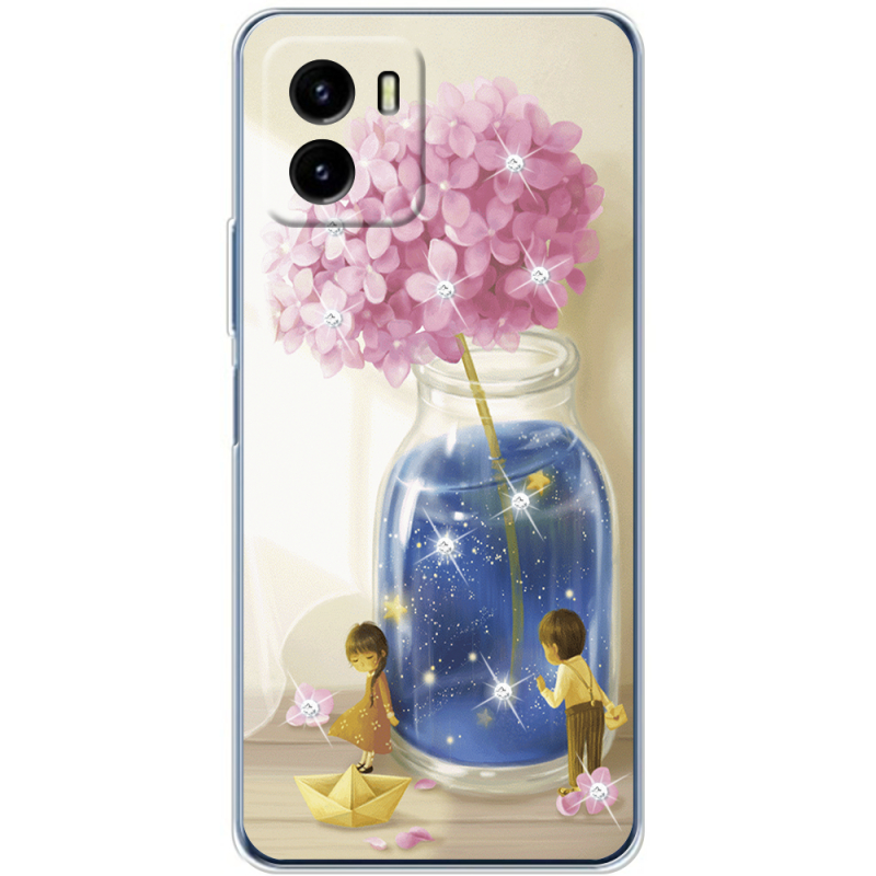 Чехол со стразами Vivo Y15S Little Boy and Girl