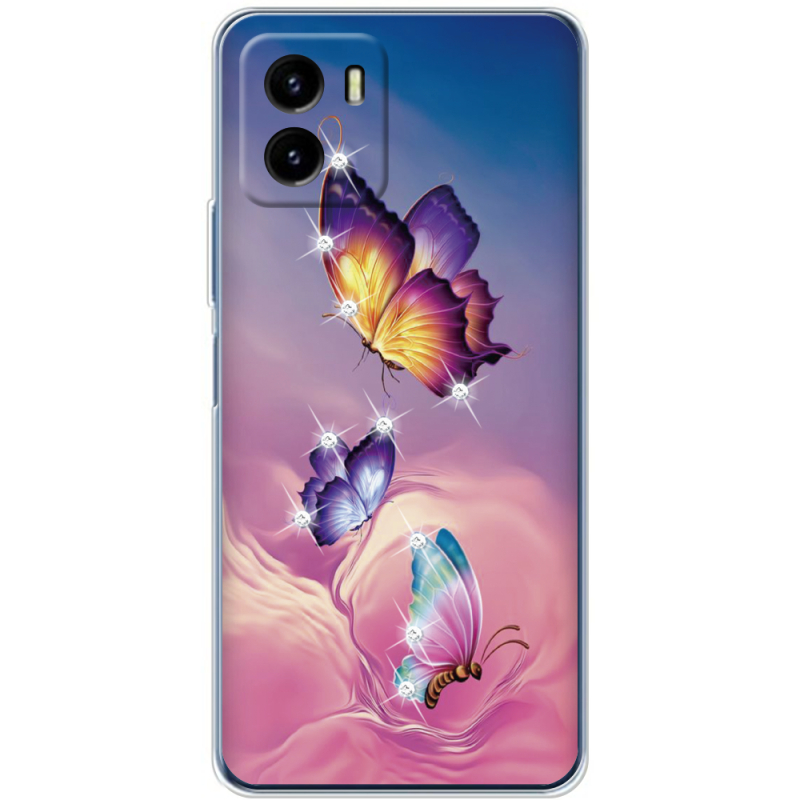 Чехол со стразами Vivo Y15S Butterflies