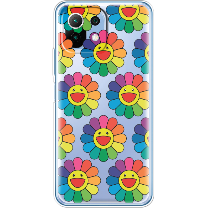 Прозрачный чехол BoxFace Xiaomi Mi 11 Lite Hippie Flowers