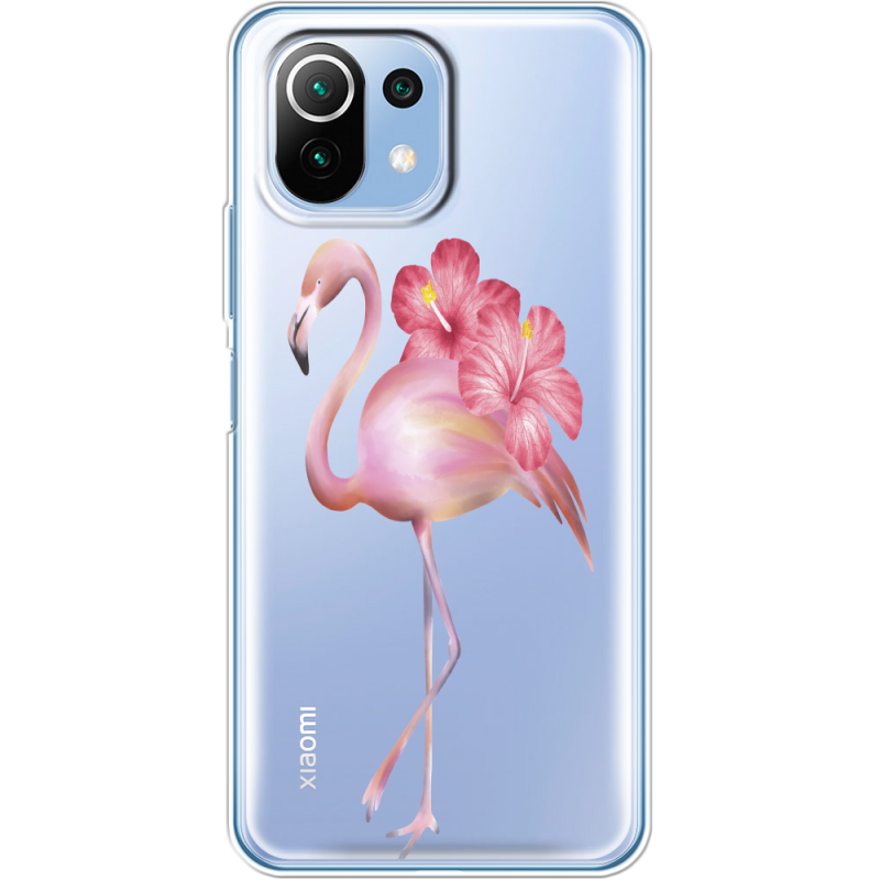 Прозрачный чехол BoxFace Xiaomi Mi 11 Lite Floral Flamingo