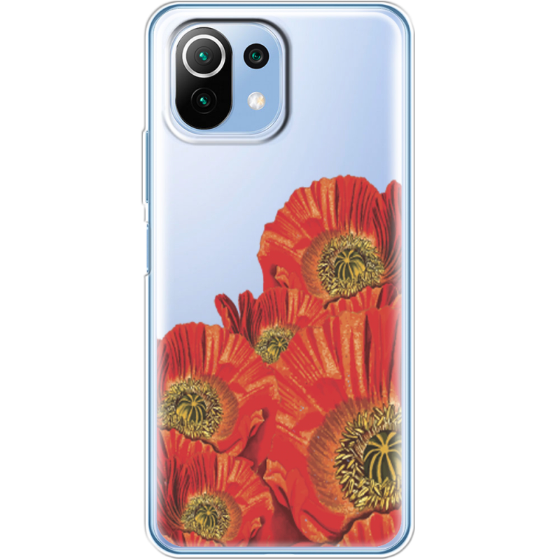 Прозрачный чехол BoxFace Xiaomi Mi 11 Lite Red Poppies