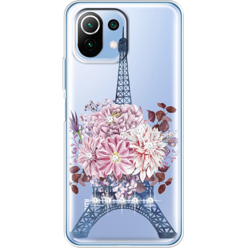 Чехол со стразами Xiaomi Mi 11 Lite Eiffel Tower