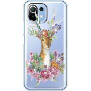 Чехол со стразами Xiaomi Mi 11 Lite Deer with flowers