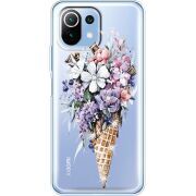 Чехол со стразами Xiaomi Mi 11 Lite Ice Cream Flowers