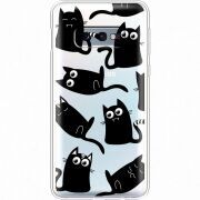 Прозрачный чехол Uprint Samsung G970 Galaxy S10e с 3D-глазками Black Kitty