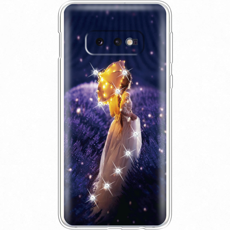 Чехол со стразами Samsung G970 Galaxy S10e Girl with Umbrella