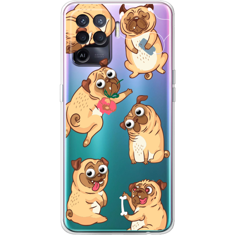 Прозрачный чехол BoxFace OPPO Reno5 Lite с 3D-глазками Pug