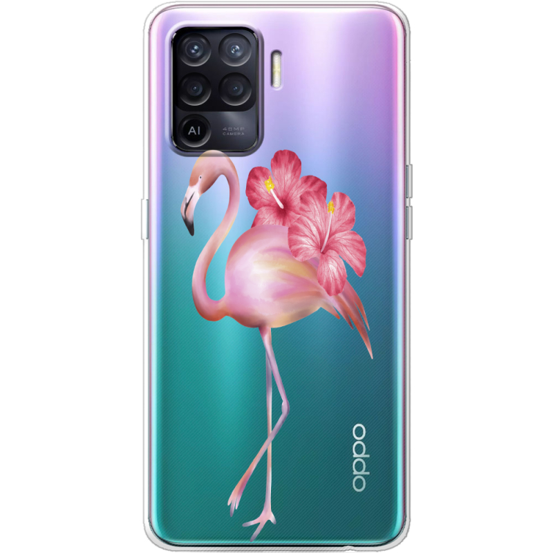 Прозрачный чехол BoxFace OPPO Reno5 Lite Floral Flamingo