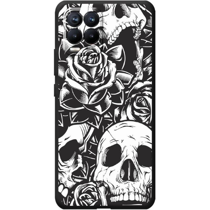 Черный чехол BoxFace Realme 8 Skull and Roses