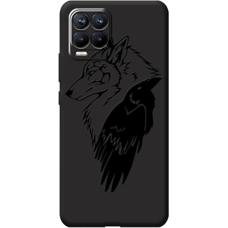 Черный чехол BoxFace Realme 8 Wolf and Raven