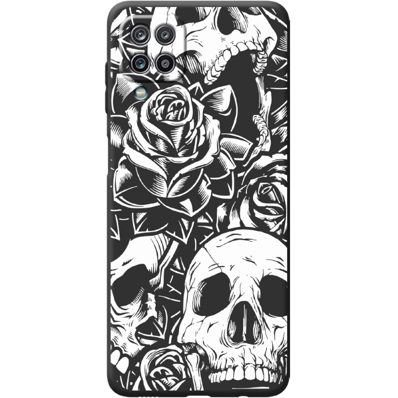 Черный чехол BoxFace Samsung A125 Galaxy A12 Skull and Roses