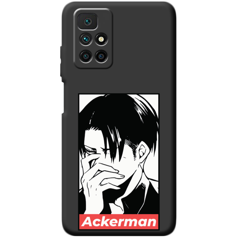 Черный чехол BoxFace Xiaomi Redmi 10 Attack On Titan - Ackerman
