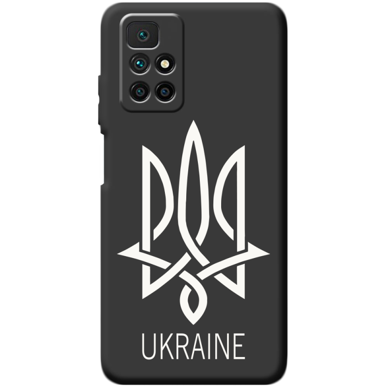Черный чехол BoxFace Xiaomi Redmi 10 Тризуб монограмма ukraine