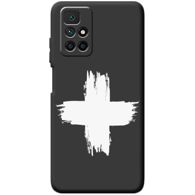 Черный чехол BoxFace Xiaomi Redmi 10 Білий хрест ЗСУ