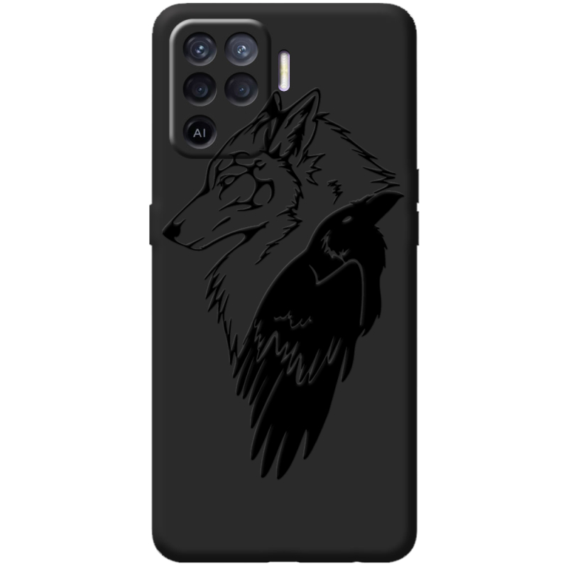 Черный чехол BoxFace OPPO Reno5 Lite Wolf and Raven