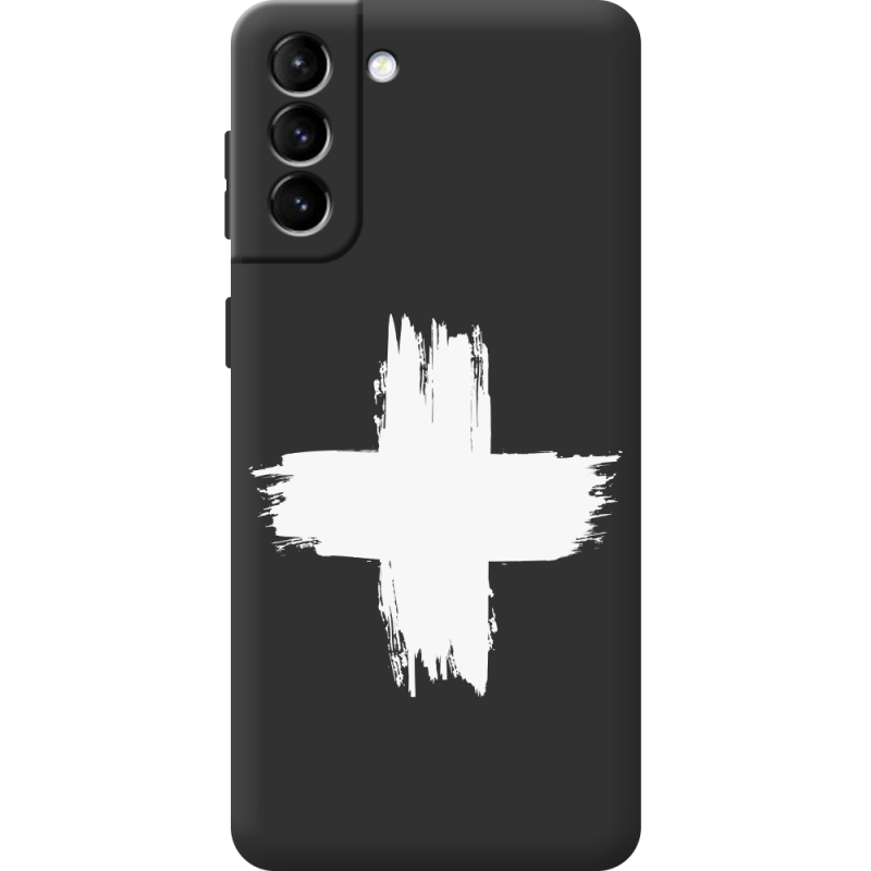 Черный чехол BoxFace Samsung Galaxy S21 FE (G990) Білий хрест ЗСУ