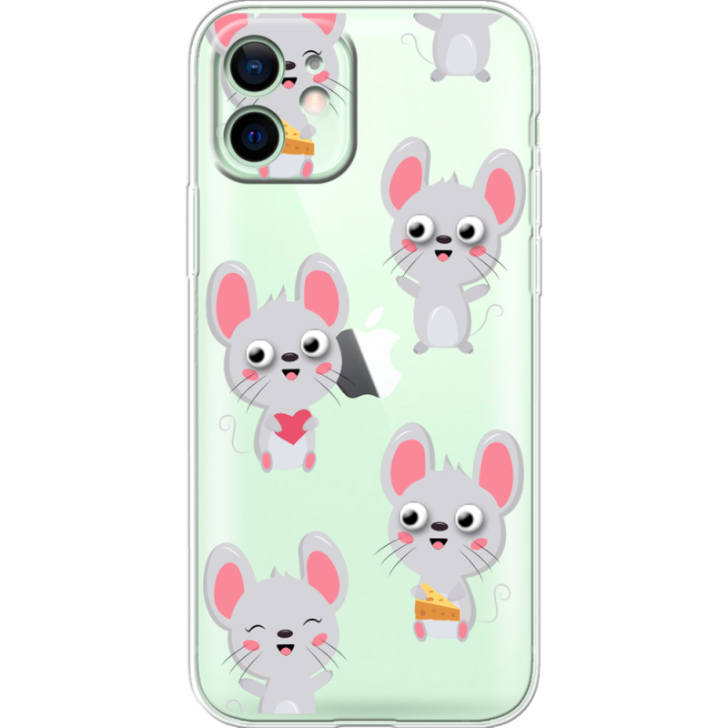 Прозрачный чехол BoxFace Apple iPhone 12 с 3D-глазками Mouse
