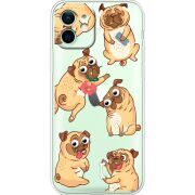 Прозрачный чехол BoxFace Apple iPhone 12 с 3D-глазками Pug