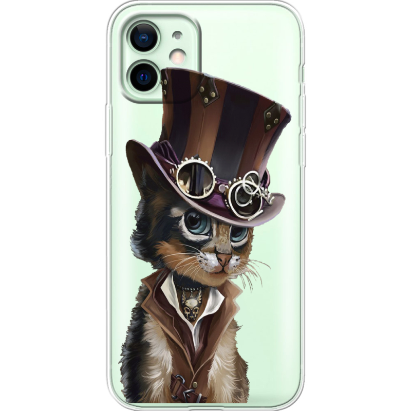 Прозрачный чехол BoxFace Apple iPhone 12 Steampunk Cat