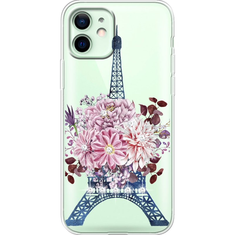 Чехол со стразами Apple iPhone 12 Eiffel Tower