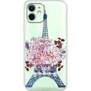 Чехол со стразами Apple iPhone 12 Eiffel Tower