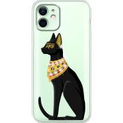 Чехол со стразами Apple iPhone 12 Egipet Cat
