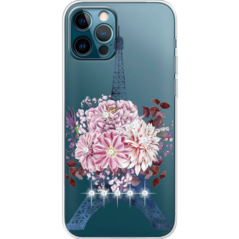 Чехол со стразами Apple iPhone 12 Pro Eiffel Tower