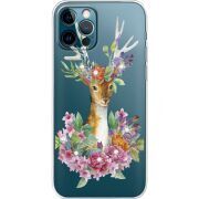 Чехол со стразами Apple iPhone 12 Pro Deer with flowers