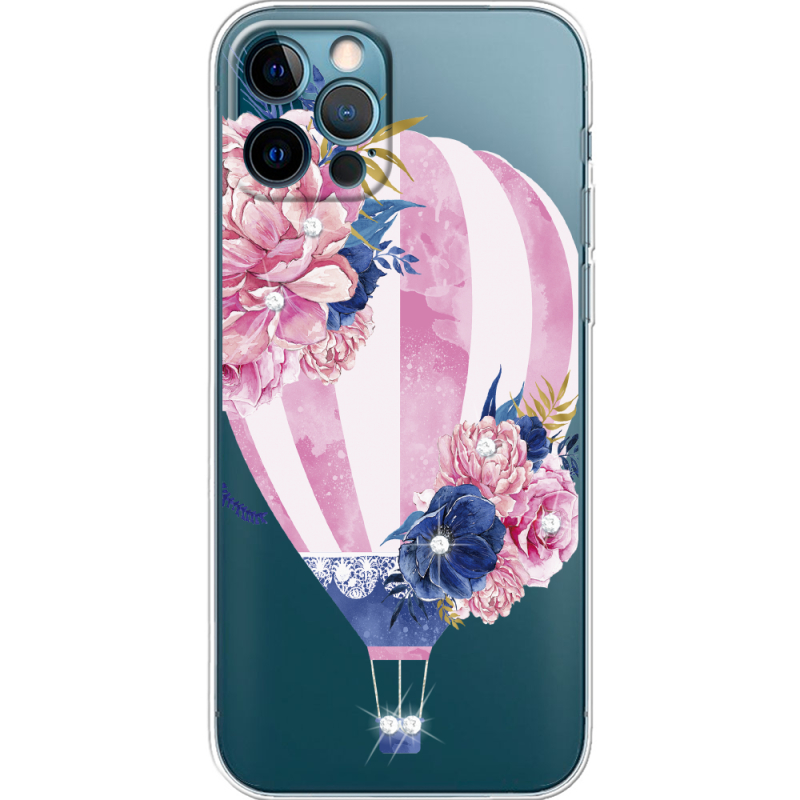 Чехол со стразами Apple iPhone 12 Pro Pink Air Baloon