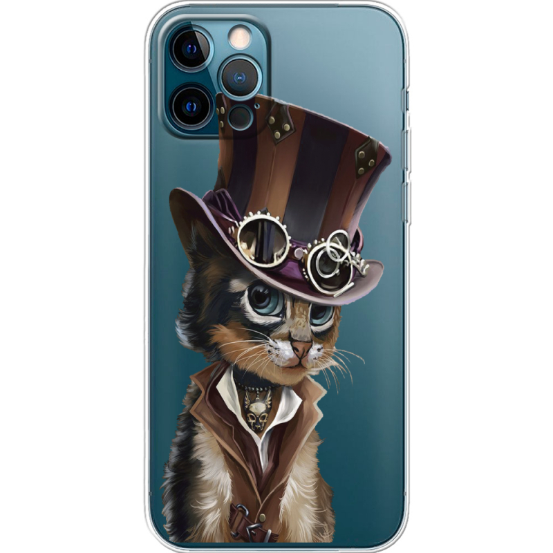 Прозрачный чехол BoxFace Apple iPhone 12 Pro Steampunk Cat