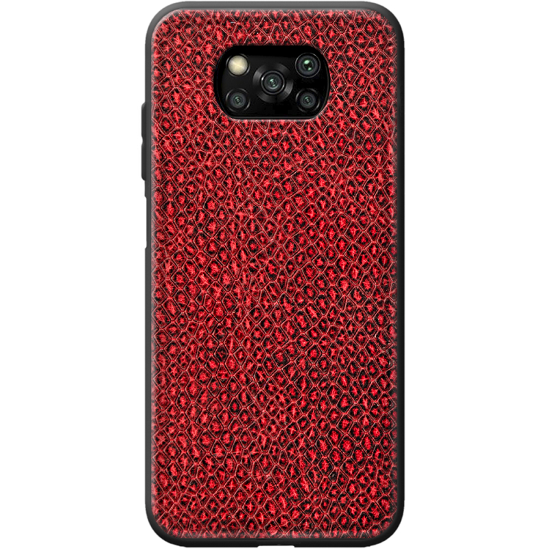 Кожаный чехол Boxface Poco X3 / X3 Pro Snake Red