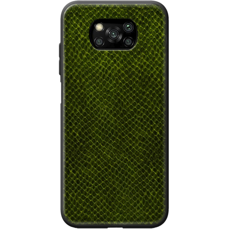 Кожаный чехол Boxface Poco X3 / X3 Pro Snake Forest Green