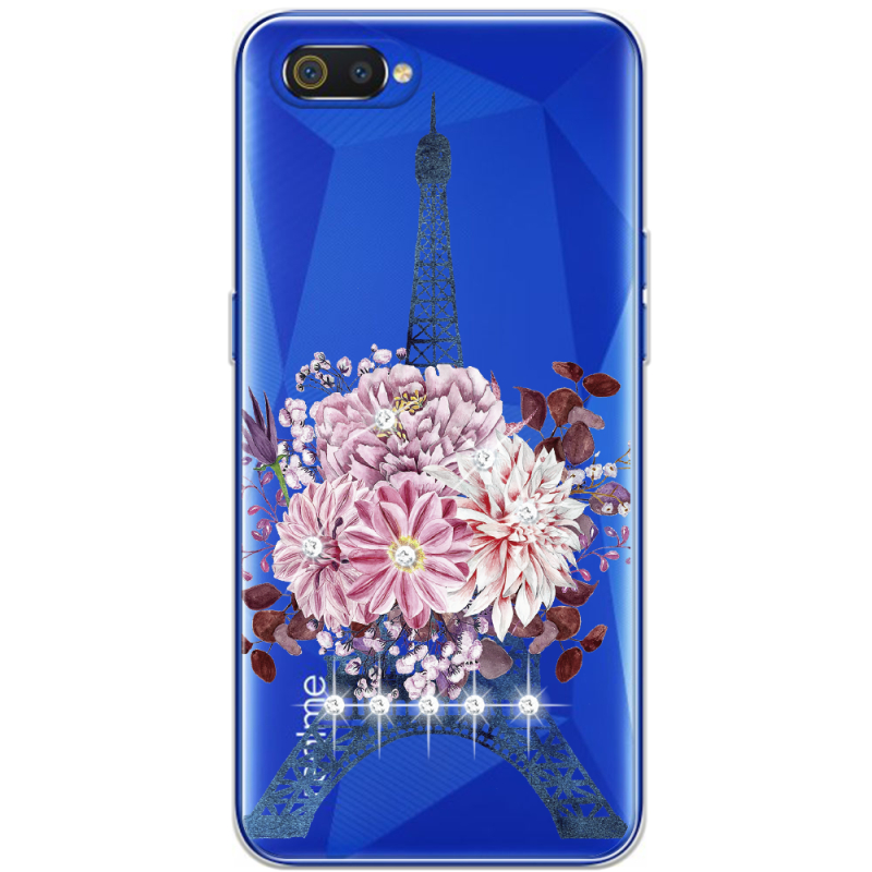 Чехол со стразами Realme C2 Eiffel Tower