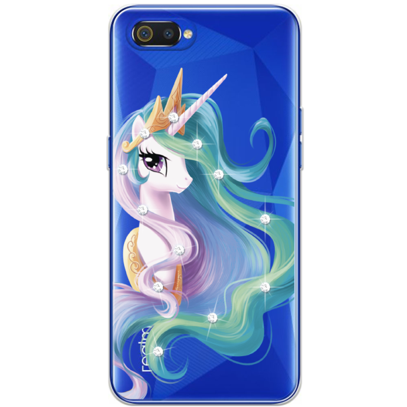 Чехол со стразами Realme C2 Unicorn Queen