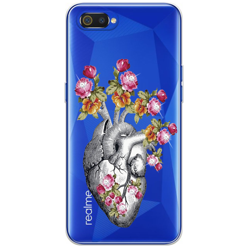 Чехол со стразами Realme C2 Heart