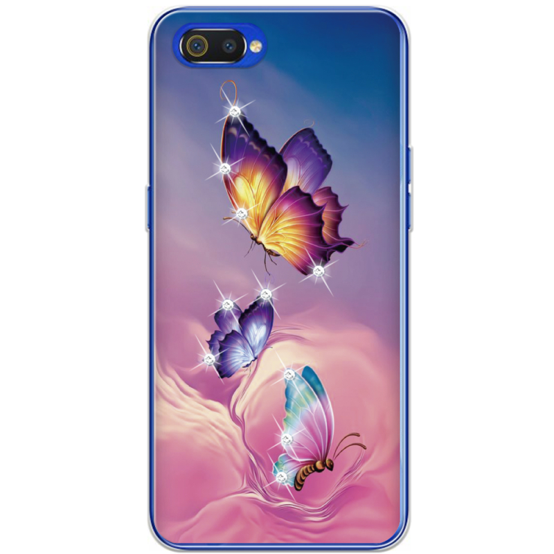 Чехол со стразами Realme C2 Butterflies