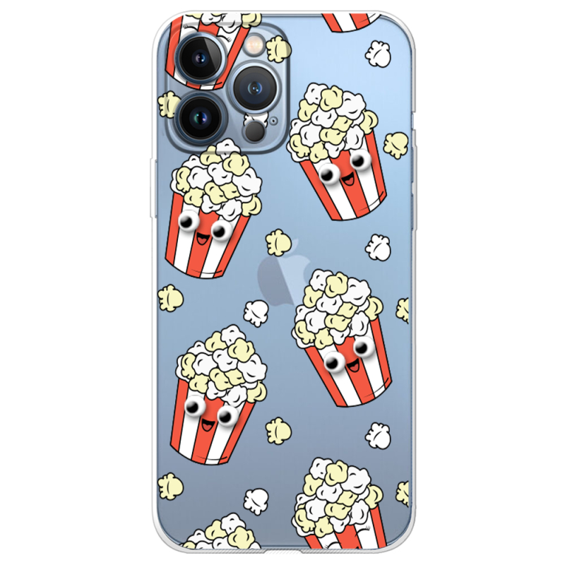 Прозрачный чехол BoxFace Apple iPhone 13 Pro Max с 3D-глазками Popcorn