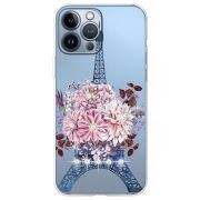 Чехол со стразами Apple iPhone 13 Pro Max Eiffel Tower