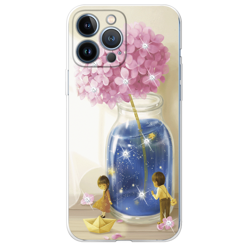 Чехол со стразами Apple iPhone 13 Pro Max Little Boy and Girl